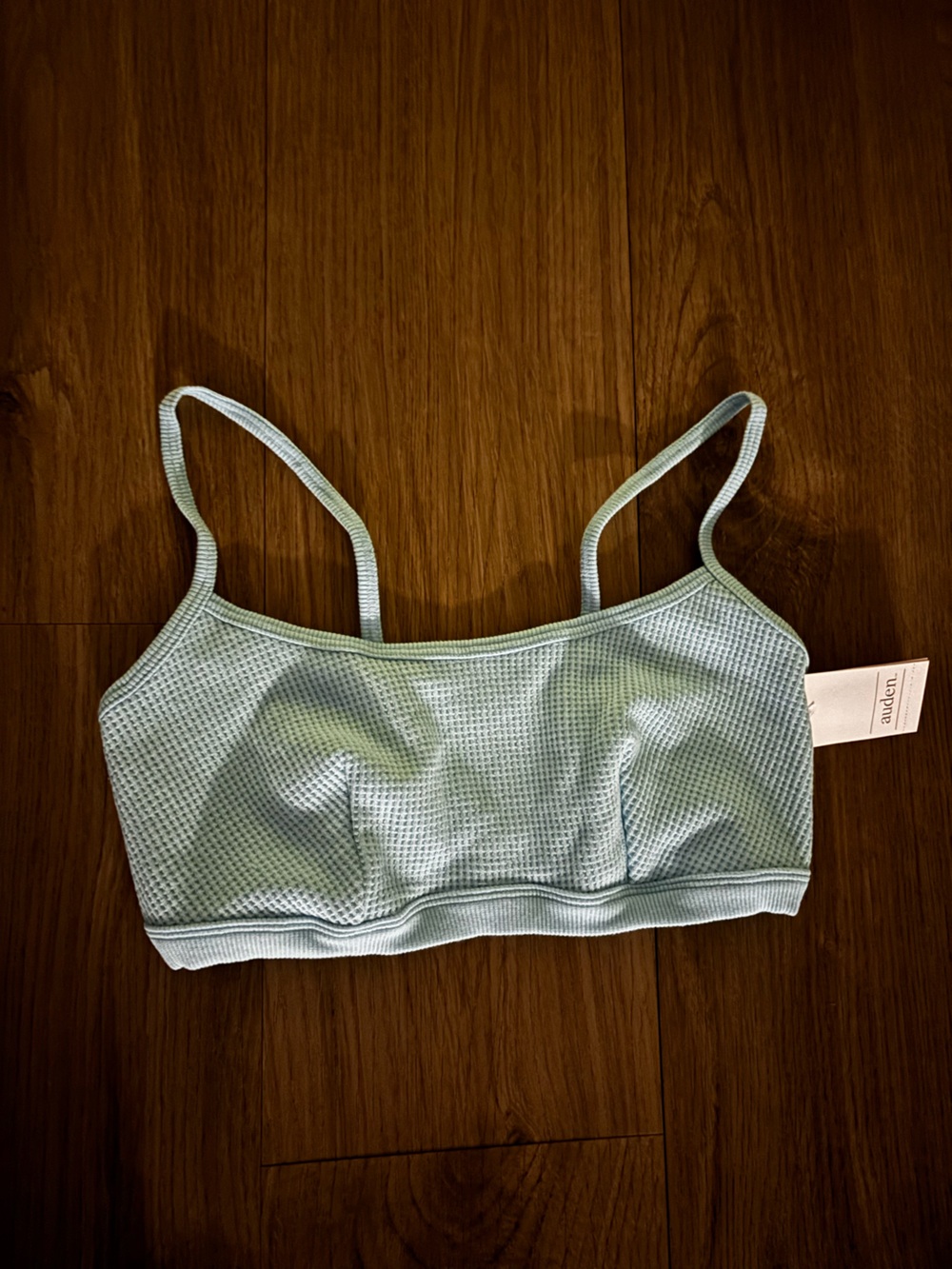 Auden Light Blue Bralette - Soft Waffle Knit Comfort Size M